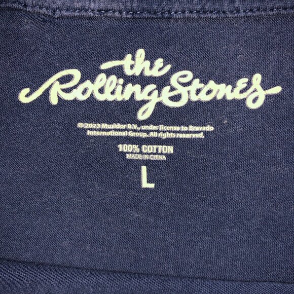 The Rolling Stones TShirt Mens L Blue Graphic 100% Cotton Short Sleeve Rock Band - Picture 6 of 7